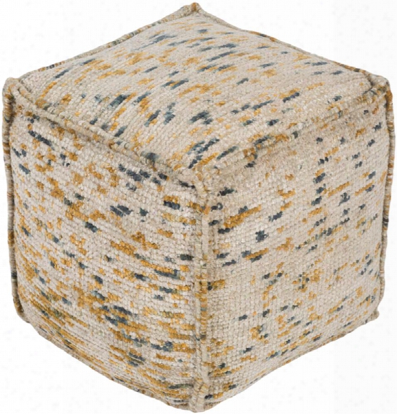 Bazaar Cotton Pouf In Medium Gray And Dark Brown Color