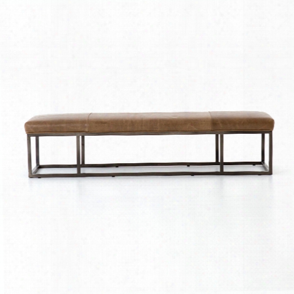 Beaumont Leather Bench In Dakota Warm Taupe