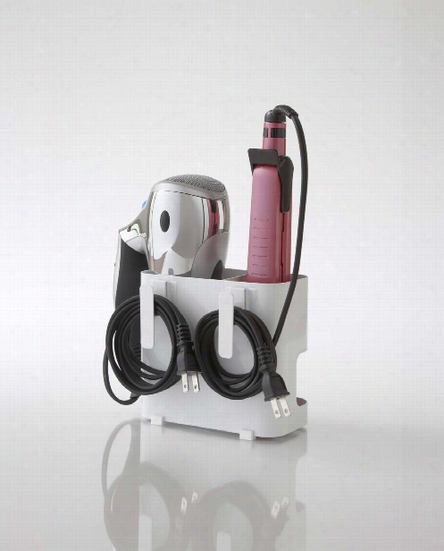 Beautes Blow Dryer & Iron Holder In White Design By Yamazaki