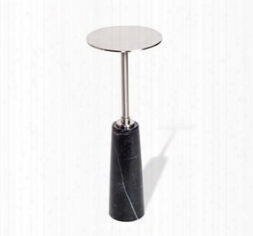 Beck Round Drink Table In Black/ Nickel Brass Design By Interlude Home