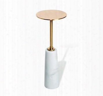 Beck Round Tipple Table In White/ Antique Brass Design By Interlude Home