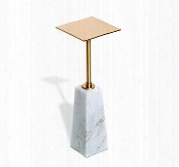 Beck Square Drink Table In White/ Antique Brass Design By Interlude Home