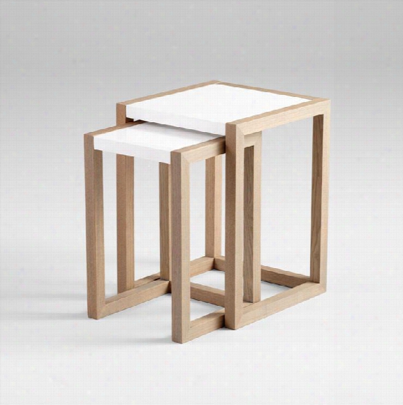 Becket Nesting Tables In Grey Veneer & White Design By Cyan Design