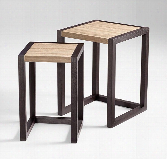 Becket Nesting Tables In Oak Veneer & Black Veneer Design By Cyan Design