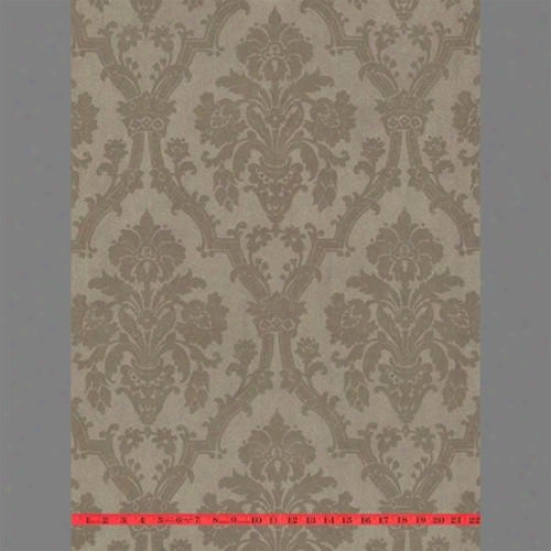 Beige Damask Velet Flocked Wallpaper Design By Burke Decor