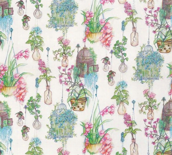 Sample Hanging Gardens Fabric In Emerald And Fuchsia From The Enchanted Gardens Collection By Osborne & Little