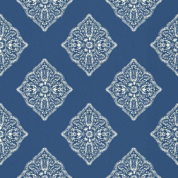 Sample Henna Tile Wallpaper In Cobalt Blue Design By York Wallcoverings