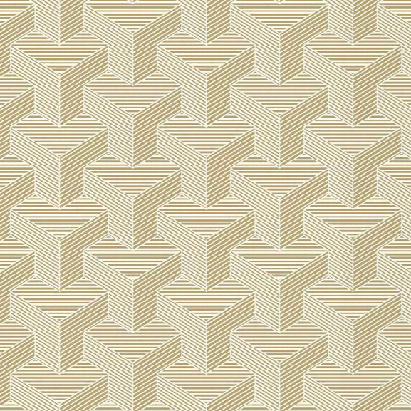 Sample Hexahedron Wallpaper In Gold From The Ashford Whites Collection By York Wallcoverings