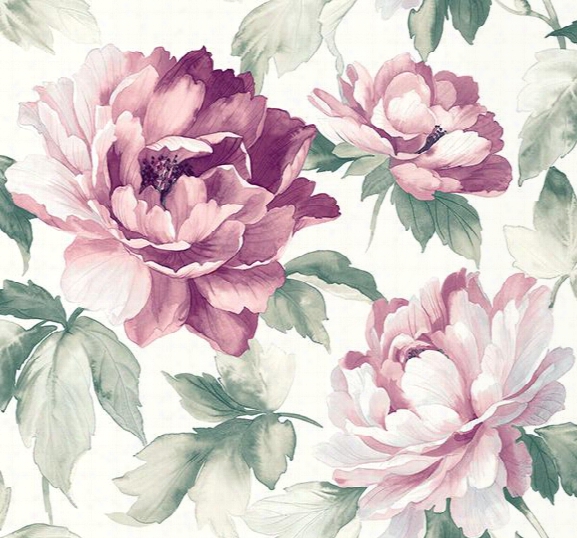 Sample Ida Floral Wallpaper In Purples And Ivory By Carl Robinson For Seabrook Wallcoverings