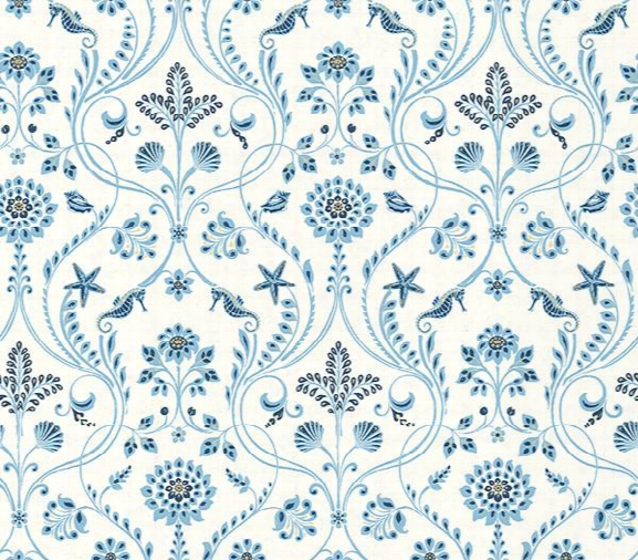 Sample Island Blue Damask Wallpaper From The Seaside Living Collection By Brewster Home Fashions