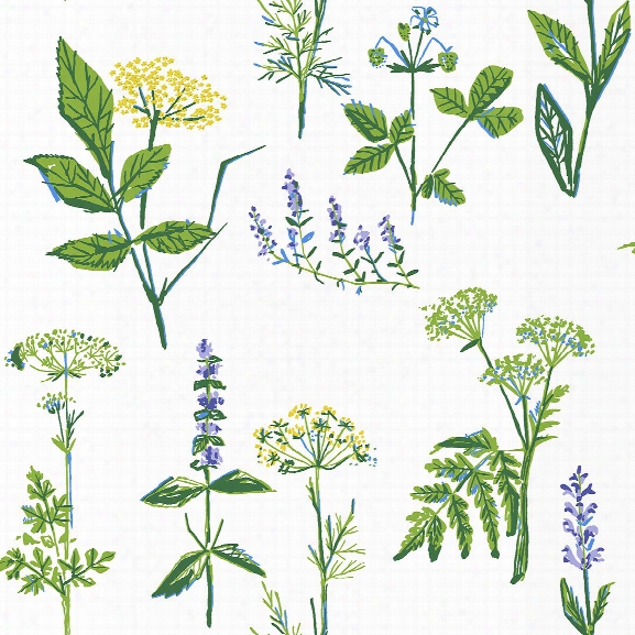 Sample Koksvaxter Green Floral Wallpaper From The Scandinavian Designers Ii Collection By Brewster