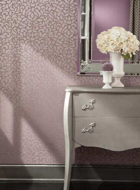 Sample Lotus Wallpaper In Plum Design By Carey Lind For York Wallcoverings