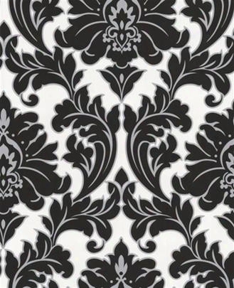 Sample Majestic Black & White Damask Wallpaper By Graham And Brown