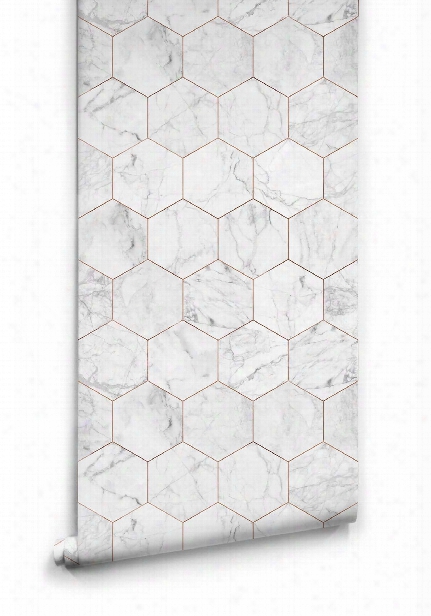 Sample Marble And Copper Tiles Wallpaper From The Kemra Collection Design By Milton & King