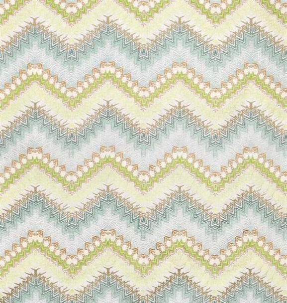 Sample Mardis Gras Fabric In Aqua And Green By Nina Campbell For Osborne & Little