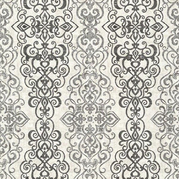 Sample Mexuar Black Filigree Stripe Wallpaper From The Alhambra Collection By Brewster Home Fashions