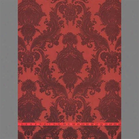 Sample Of Burgundy & Red Heirloom Velvet Flocked Wallpaper By Burke Decor
