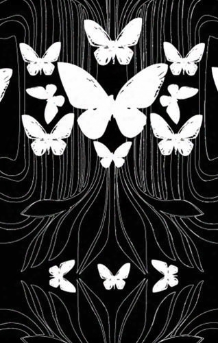 Sample Of Butterflies Wallpaper In Black And White- Kreme