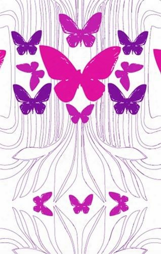 Sample Of Butterflies Wallpaper In White, Hot Pink, Hot Purple - Kreme