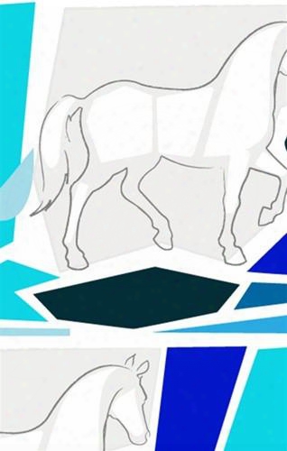 Sample Of Equestrian Wallpaper In White, Navy, Cobalt And Aqua - Kreme