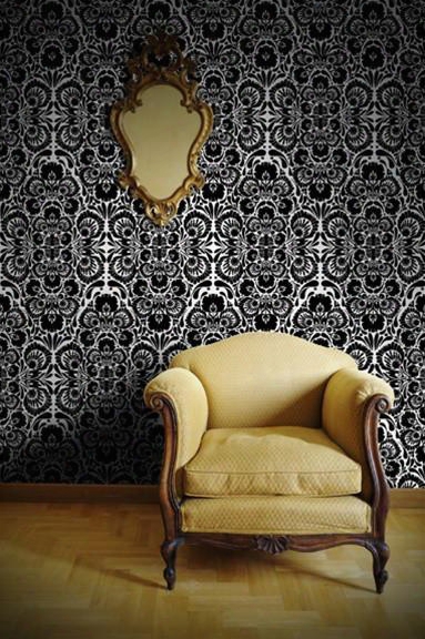 Sample Of Folk Flower Wallpaper In Ivory And Black Design By Kreme