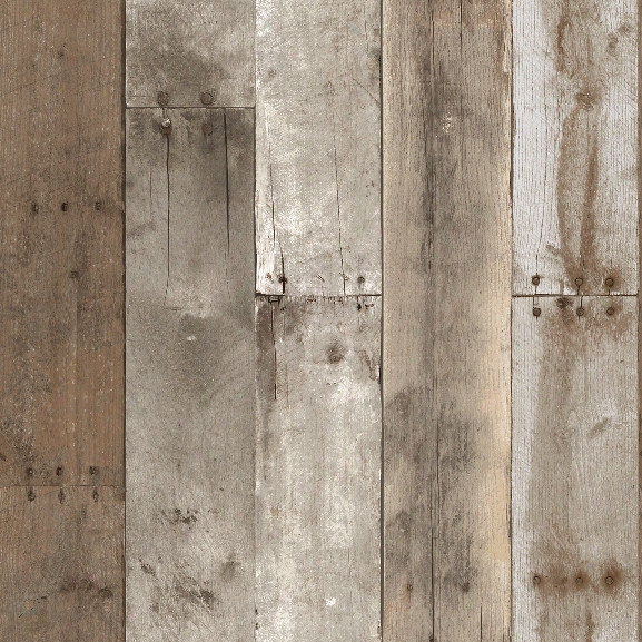 Sample Repurposed Wood Weathered Textured Self Adhesive Wallpaper By Tempaper