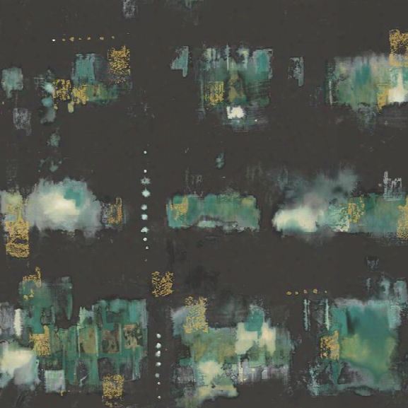 City Lights Wallpaper In Black And Teal Design By Carey Lind For York Wallcoverings