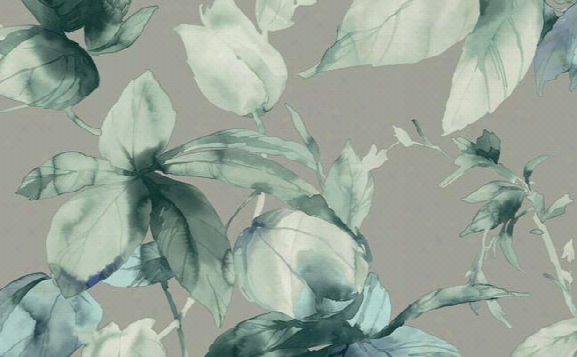 Classic Leaves Wallpaper In Blues And Grey Design By Seabrook Wallcoverings