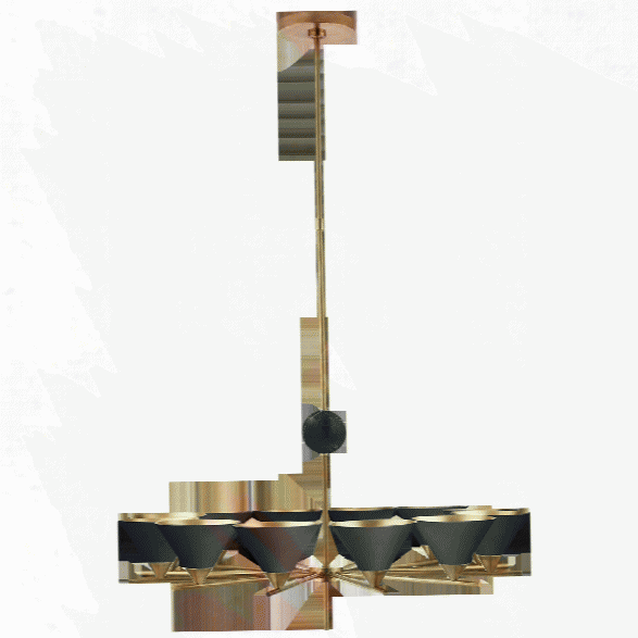 Cleo Large Chandelier In Antique-burnished Brass W/ Various Shades Design By Kelly Wearstler