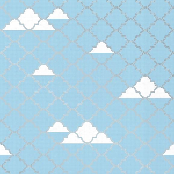 Clouds Self Adhesive Wallpaper In Blue And Silver By Tempaper