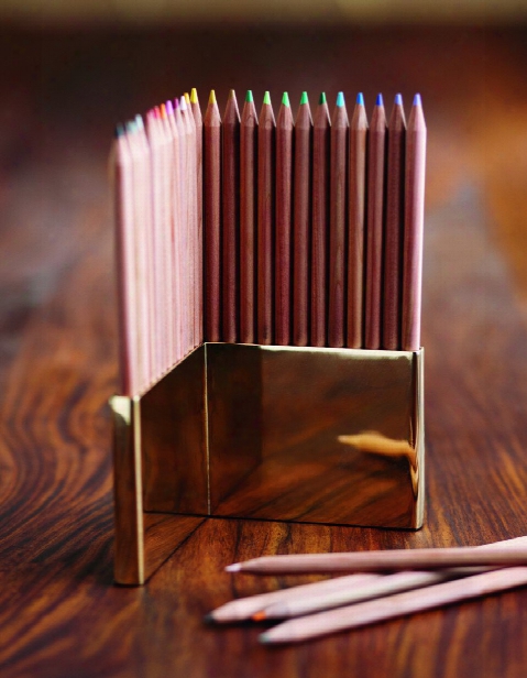 Colored Pencils & Brass Holder Set By Roost