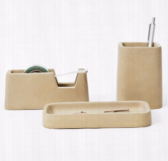 Concrete Desk Set In Sand Design By Areaware