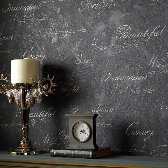 Concrete Script Wallpaper In Charcoal Design By Graham & Brown
