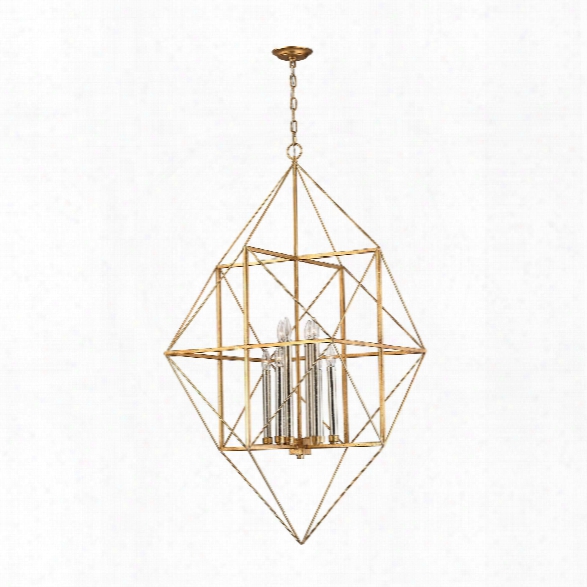 Connexions 8 Light Pendant In Antique Gold & Silver Leaf Design By Bd Fine