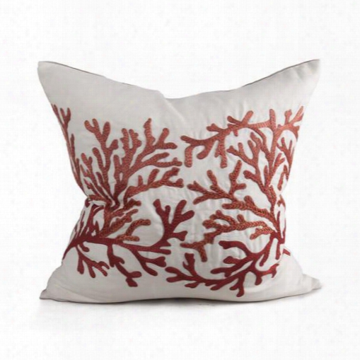 Coral Pillow In Ivory & Persimmon Design By Bliss Studio