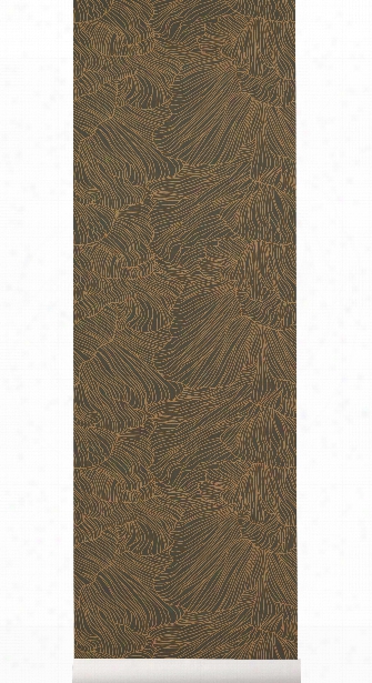 Coral Wallpaper In Dark Green & Gold Design By Ferm Living