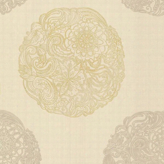 Cordova Taupe Medallion Wallpaper From The Alhambra Collection By Brewster Home Fashions