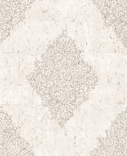 Cork Medallion Wallpaper In Cream And Pale Gold From The Kyoto Collection By Graham & Brown