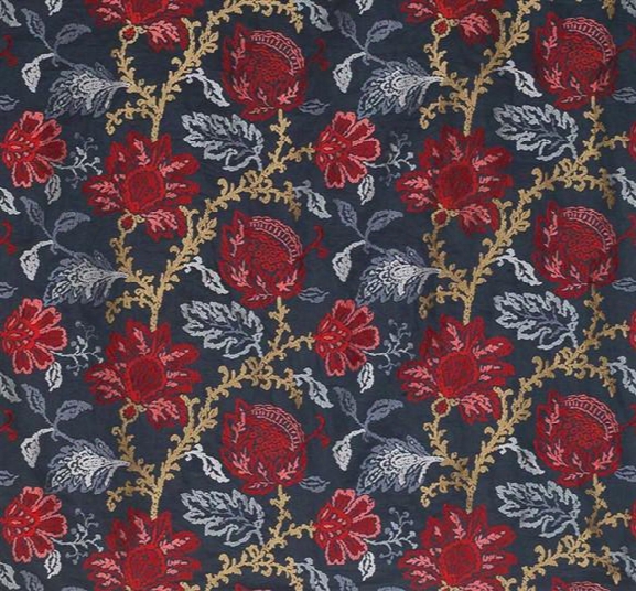 Coromandel Fabric In Blue, Red, And Neutral By Ina Campbell For Osborne & Little