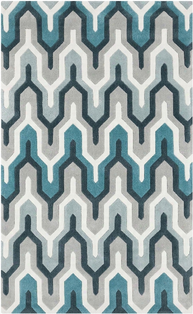 Cosmopolitan Collection Area Rug In Ice Blue And Silvered Grey Design By Surya