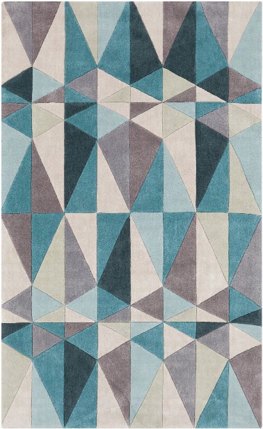 Cosmopolitan Collection Area Rug In Teal Blue, Dark Taupe, And Parchment Design By Surya