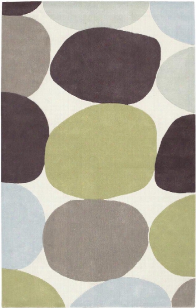 Cosmopolitan Collection Area Rug In White, Fern Green, And Blue Haze Design By Surya