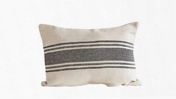 Cotton Canvas Pillow W/ Stripes In Black Design By Bd Edition