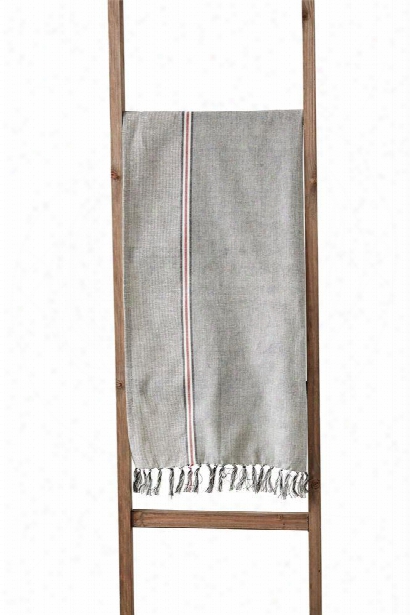 Cotton Chambray Table Runner W/ Stripe Design By Bd Edition