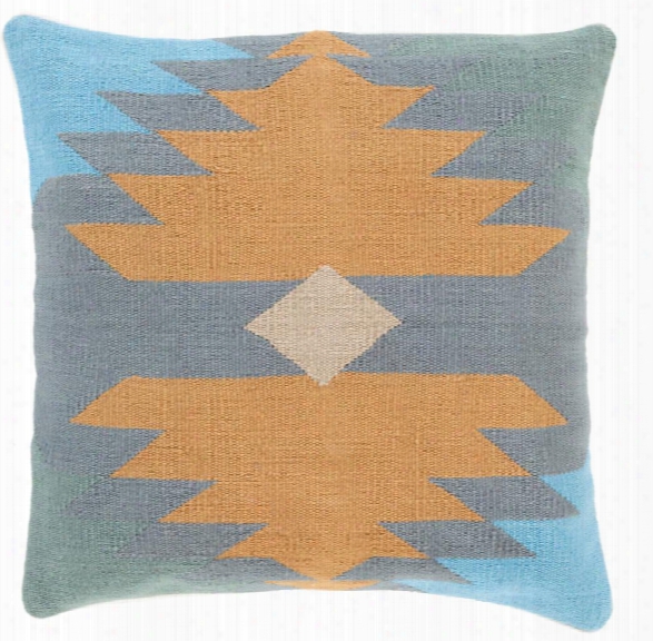 Cotton Kilim 18" X 18" Cotton Pillow In Camel And Medium Gray Hue By Surya