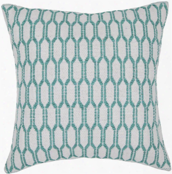 Cotton Pillow In White & Green Design By Chandra Rugs