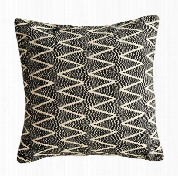 Cotton Pillow W/ Chevron Print In Natural & Black Design By Bd Edition