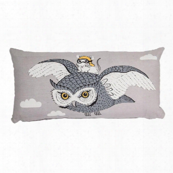 Cotton Pillow W/ Owl In Grey Design By Bd Mini