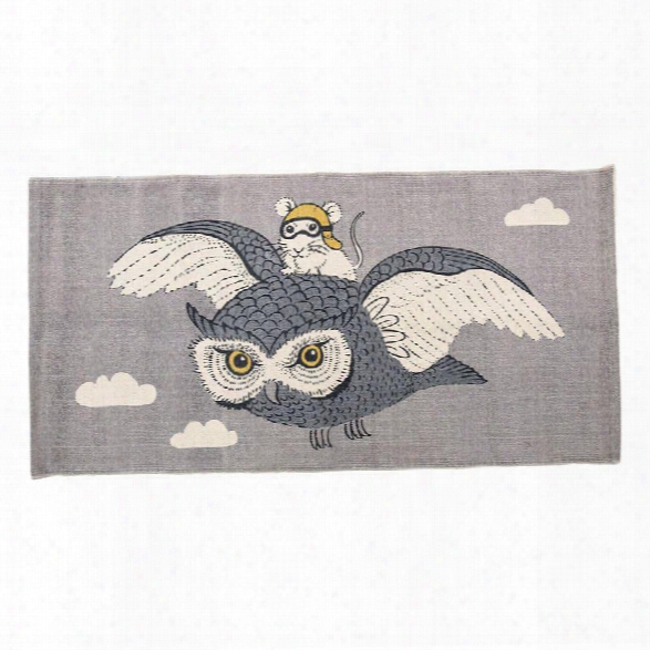 Cotton Rug W/ Owl Design By Bd Mini