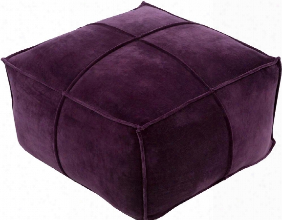 Cotton Velvet Cotton Pouf In Dark Purple Color